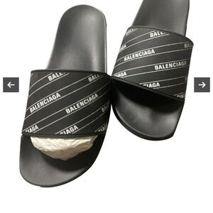 Balenciaga Black Logo Slide Sandals